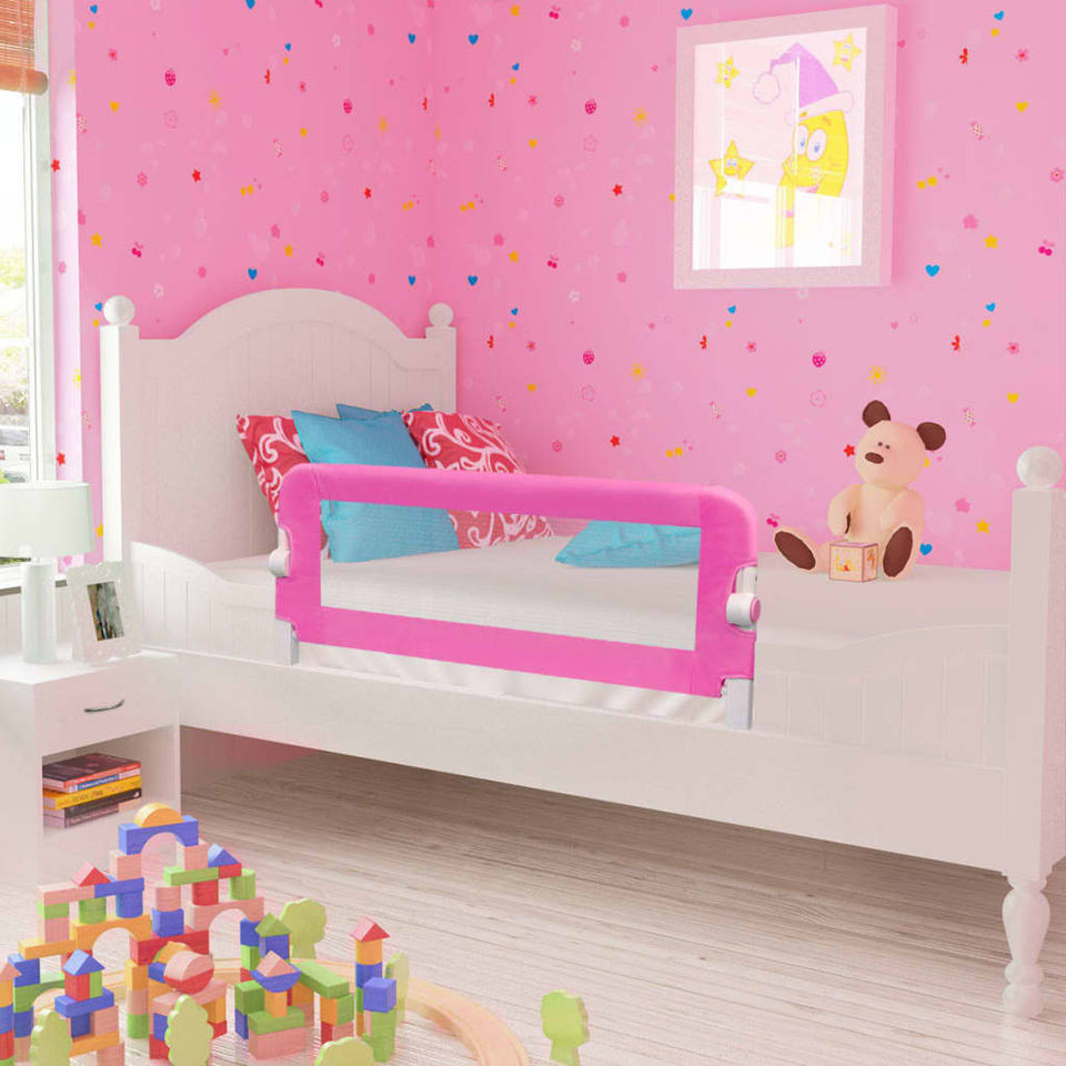 Balustradă de pat protecție copii, 2 buc., roz, 102 x 42 cm (si imagine noua