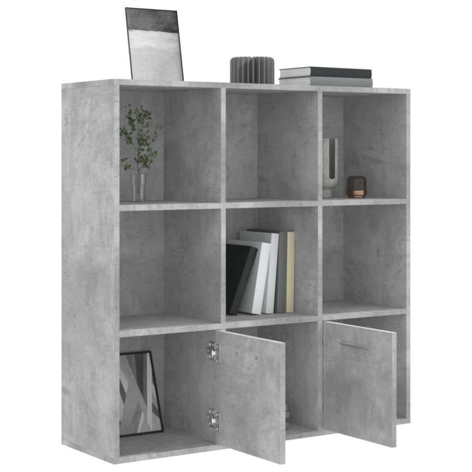 Bibliotecă, gri beton, 98x30x98 cm, lemn compozit