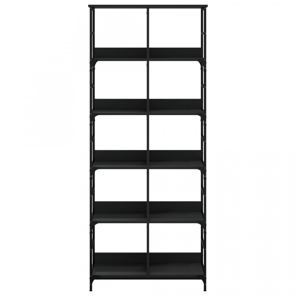 Bibliotecă, negru, 78,5x33x188,5 cm, lemn prelucrat