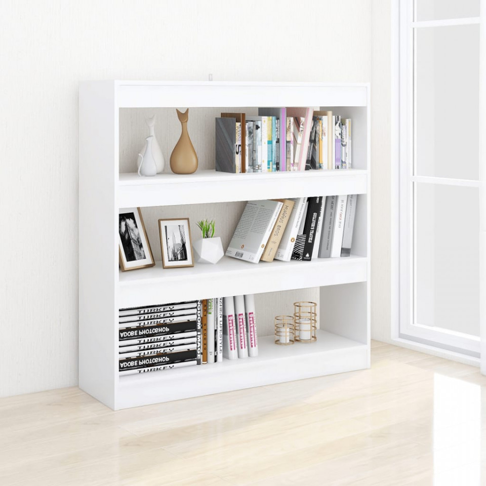 Bibliotecă/Separator cameră, alb, 100x30x103 cm