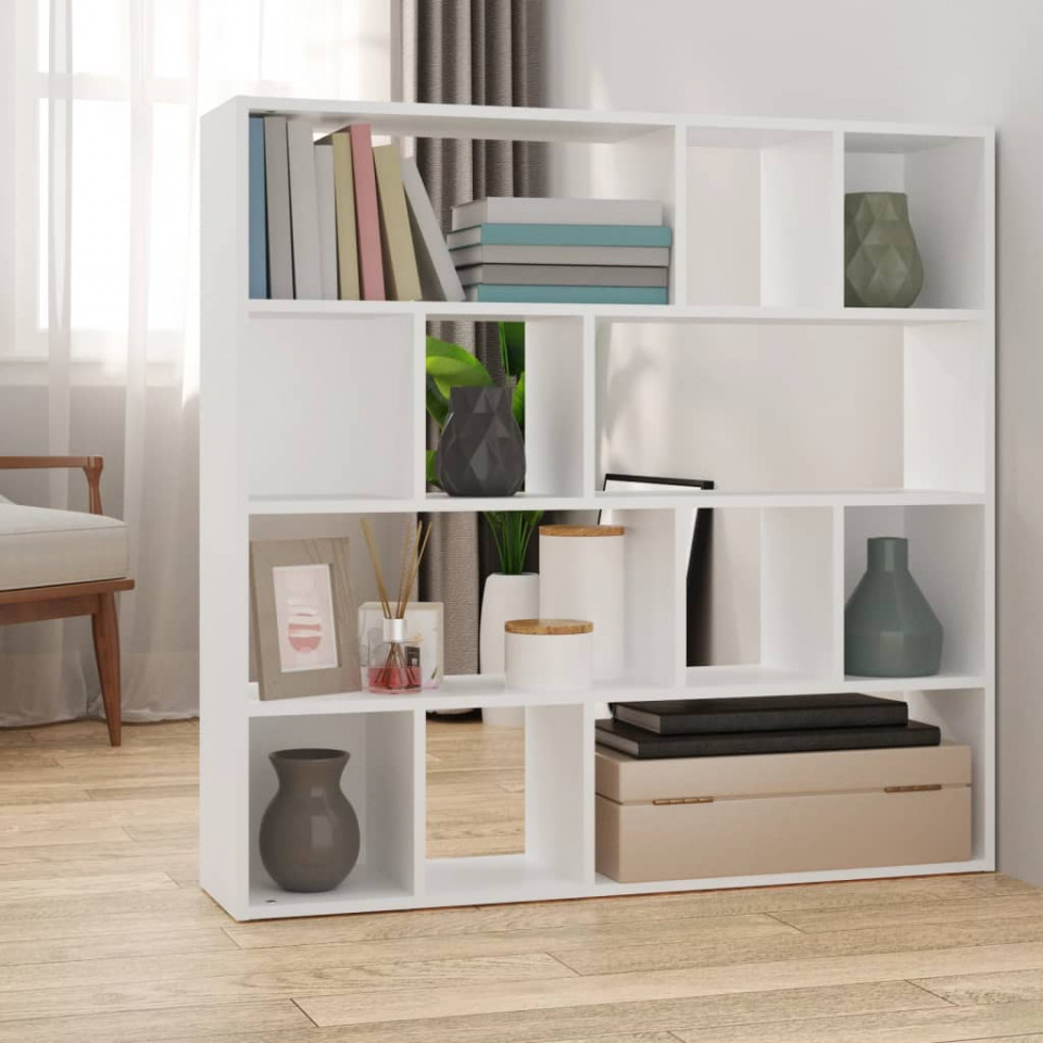 Bibliotecă/Separator cameră, alb, 105x24x102 cm