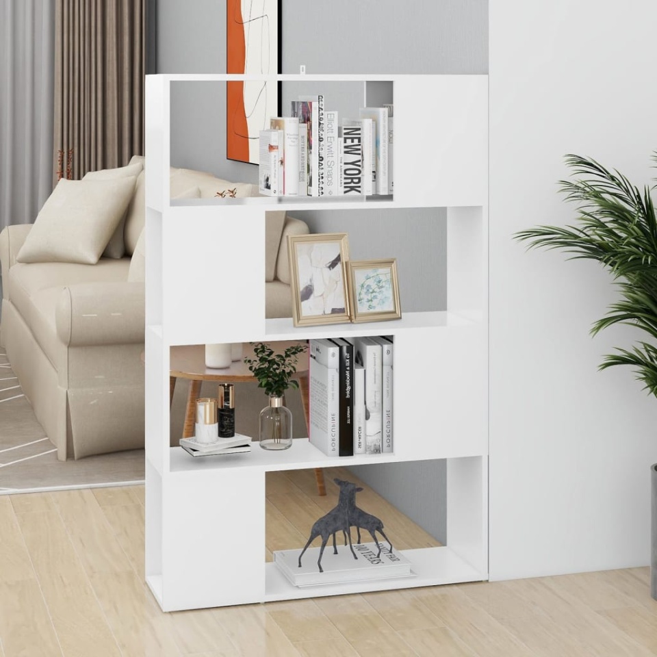 Bibliotecă/Separator cameră, alb, 80x24x124,5 cm, PAL