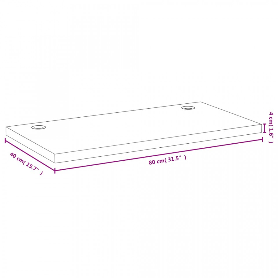 Blat de masă, 80x40x4 cm, bambus