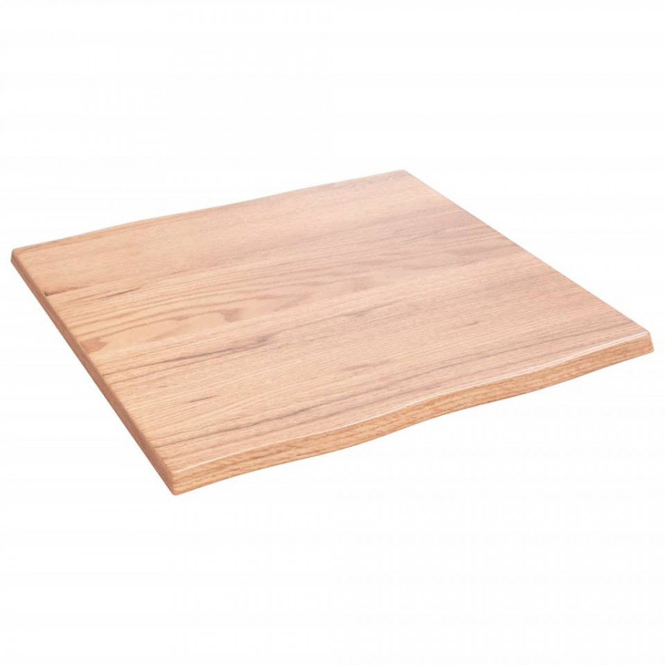 Blat masă, 60x60x2 cm, maro, lemn stejar tratat contur organic