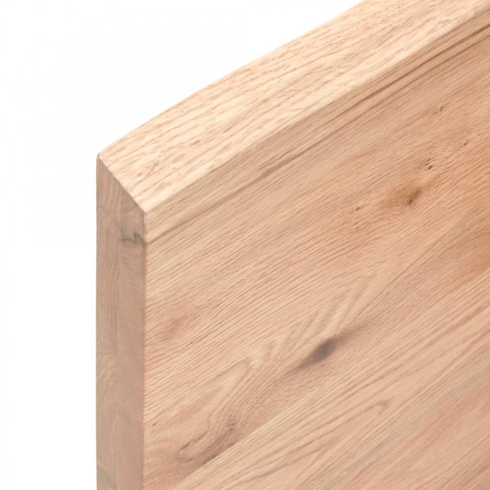 Blat masă, maro, 180x50x4 cm, lemn stejar tratat contur natural