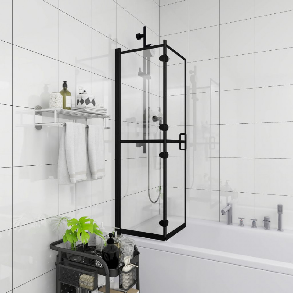 Cabină de duș pliabilă, negru, 120×140 cm, ESG 120x140 imagine noua