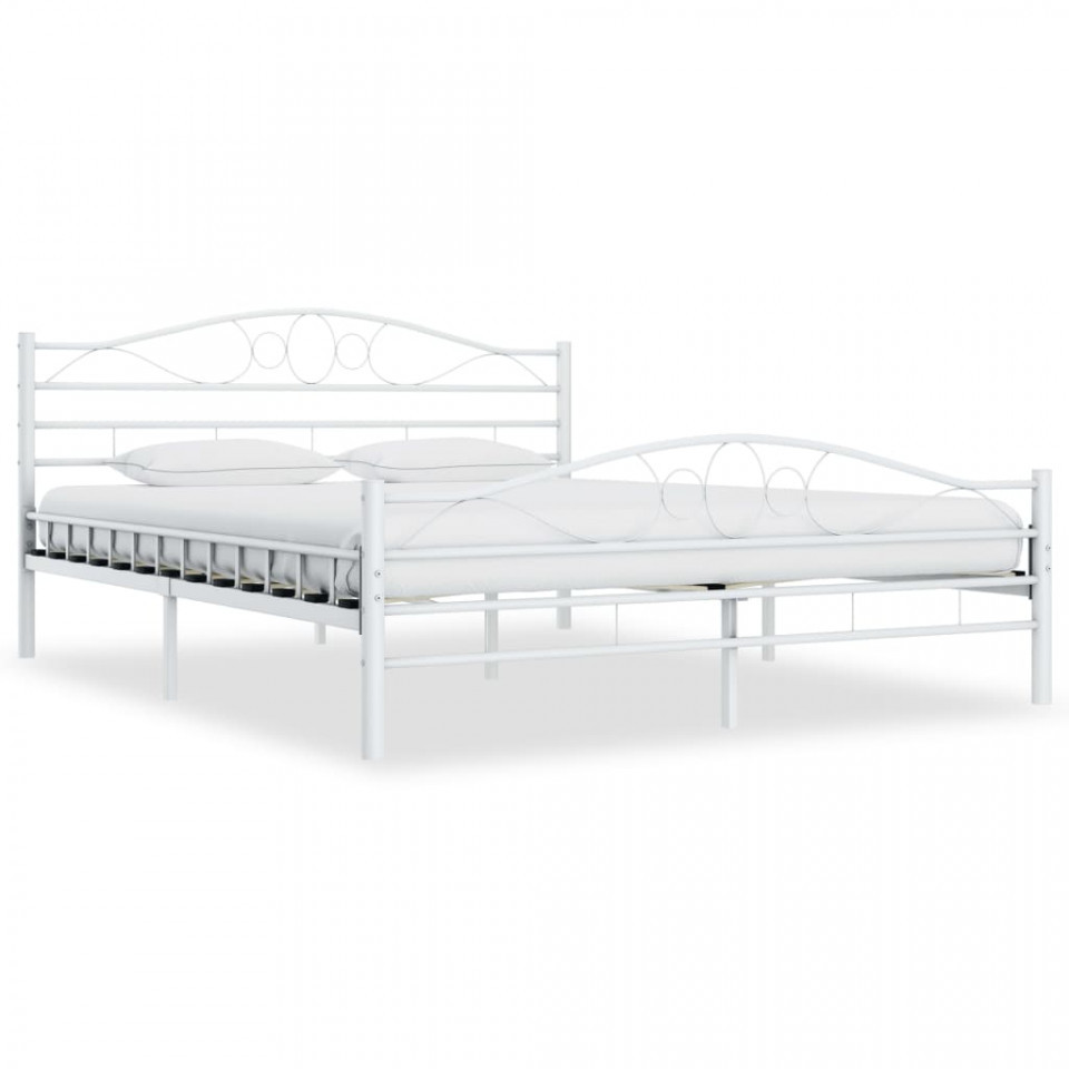 Cadru de pat, alb, 200 x 200 cm, metal Casa Practica imagine noua