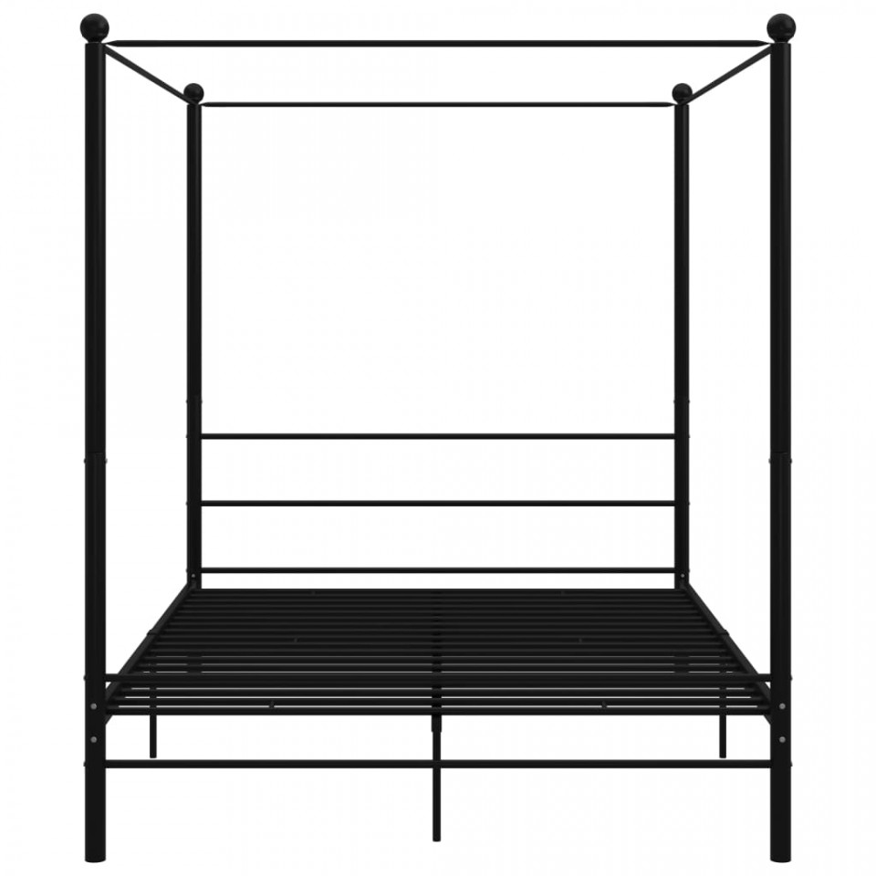 Cadru de pat cu baldachin, negru, 160x200 cm, metal