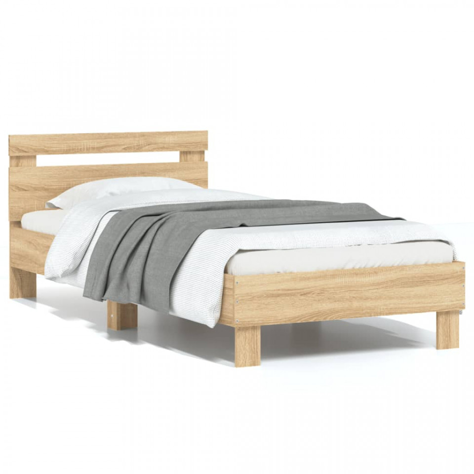 Cadru de pat cu tăblie stejar sonoma 75x190 cm lemn prelucrat