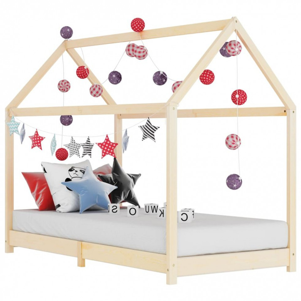 Cadru pat de copii, 70 x 140 cm, lemn masiv de pin 140