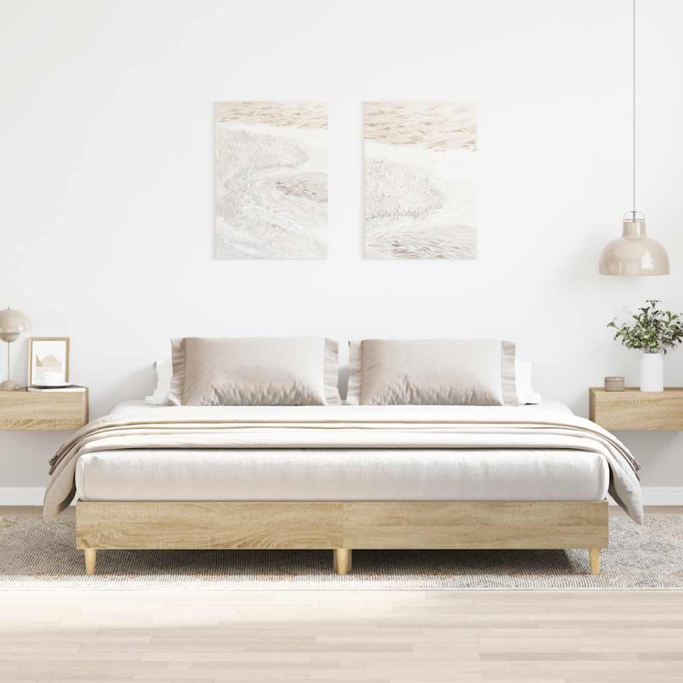 Cadru pat fără saltea stejar sonoma, 180x200cm, lemn prelucrat