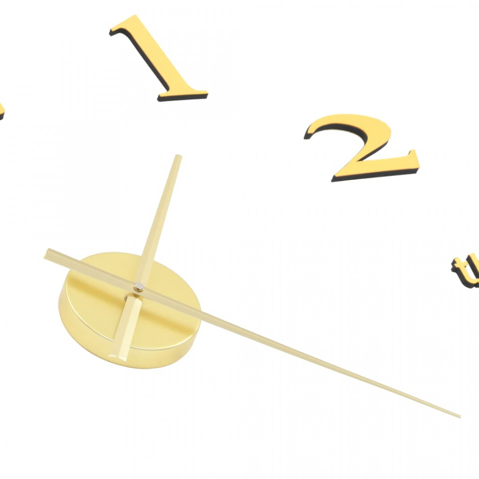 Ceas de perete 3D, auriu, 100 cm, XXL, design modern
