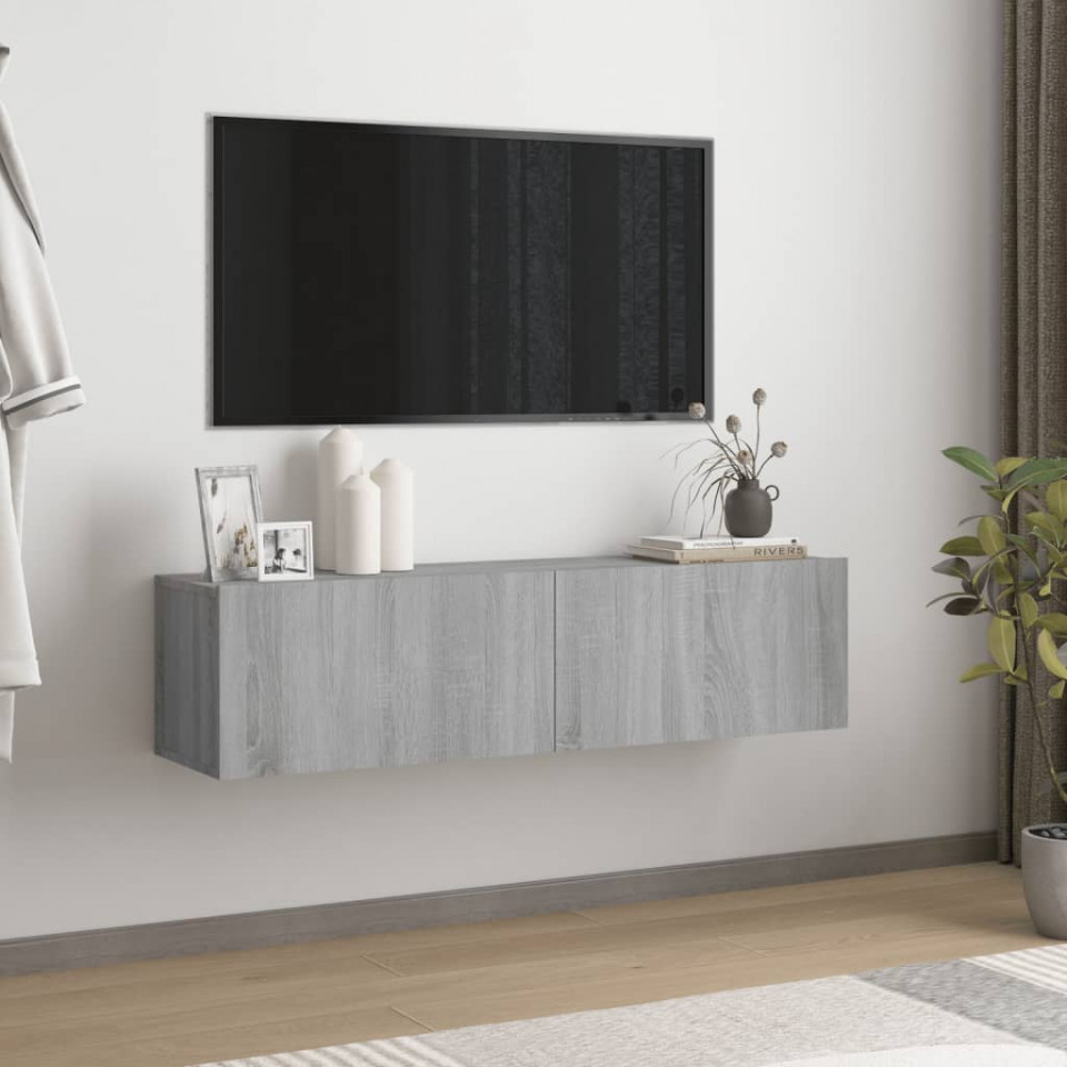 Comodă TV de perete, gri sonoma, 120x30x30 cm, lemn compozit 120x30x30 imagine noua