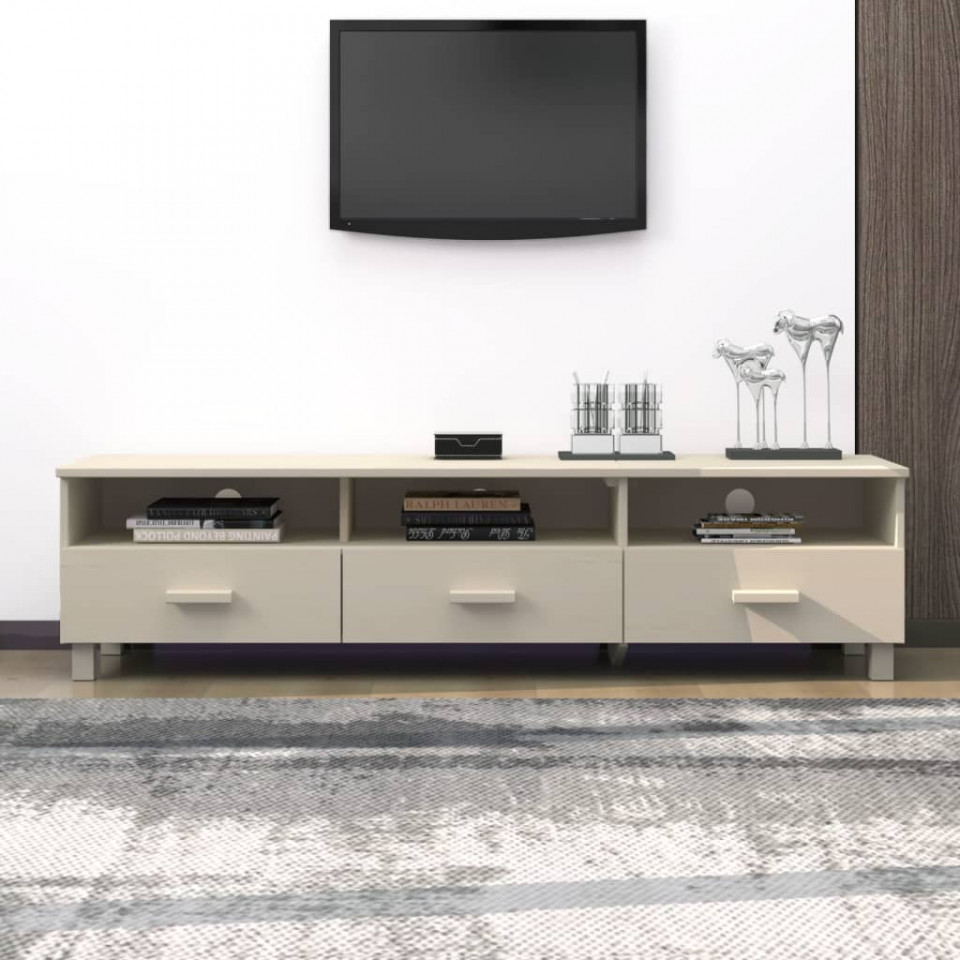 Comodă TV, maro miere, 158x40x40 cm, lemn masiv de pin