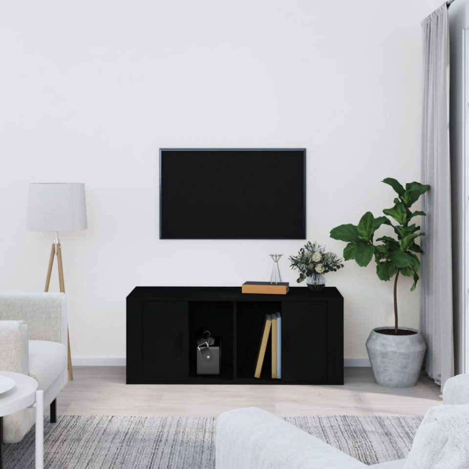 Poza Comoda TV, negru, 100x35x40 cm, lemn prelucrat