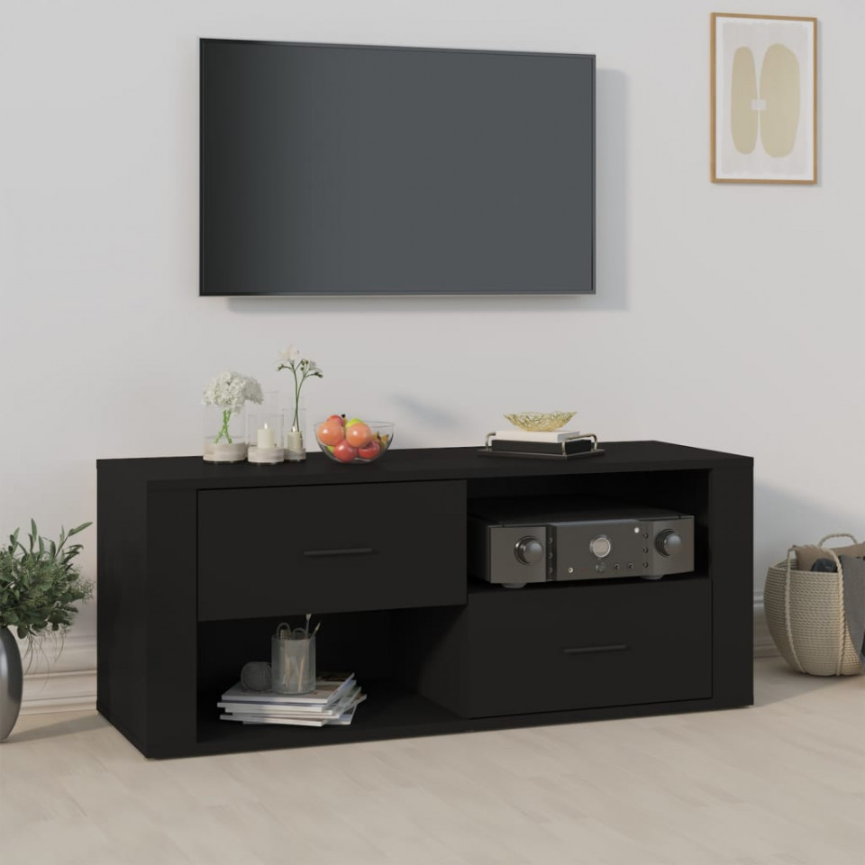 Poza Comoda TV, negru, 100x35x40 cm, lemn prelucrat