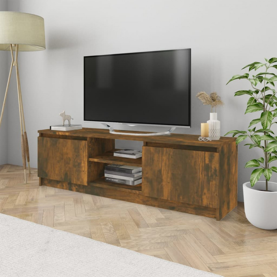 Comodă TV, stejar fumuriu, 120x30x35,5 cm, lemn prelucrat 120x30x355 imagine noua