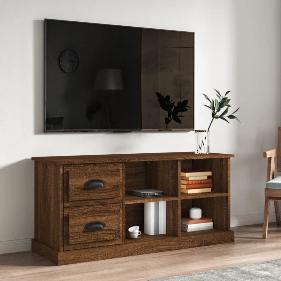Poza Comoda TV, stejar maro, 102x35,5x47,5 cm, lemn prelucrat