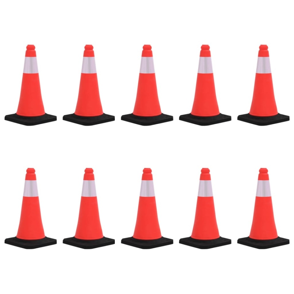 Conuri de trafic reflectorizante cu baze grele, 10 buc., 50 cm