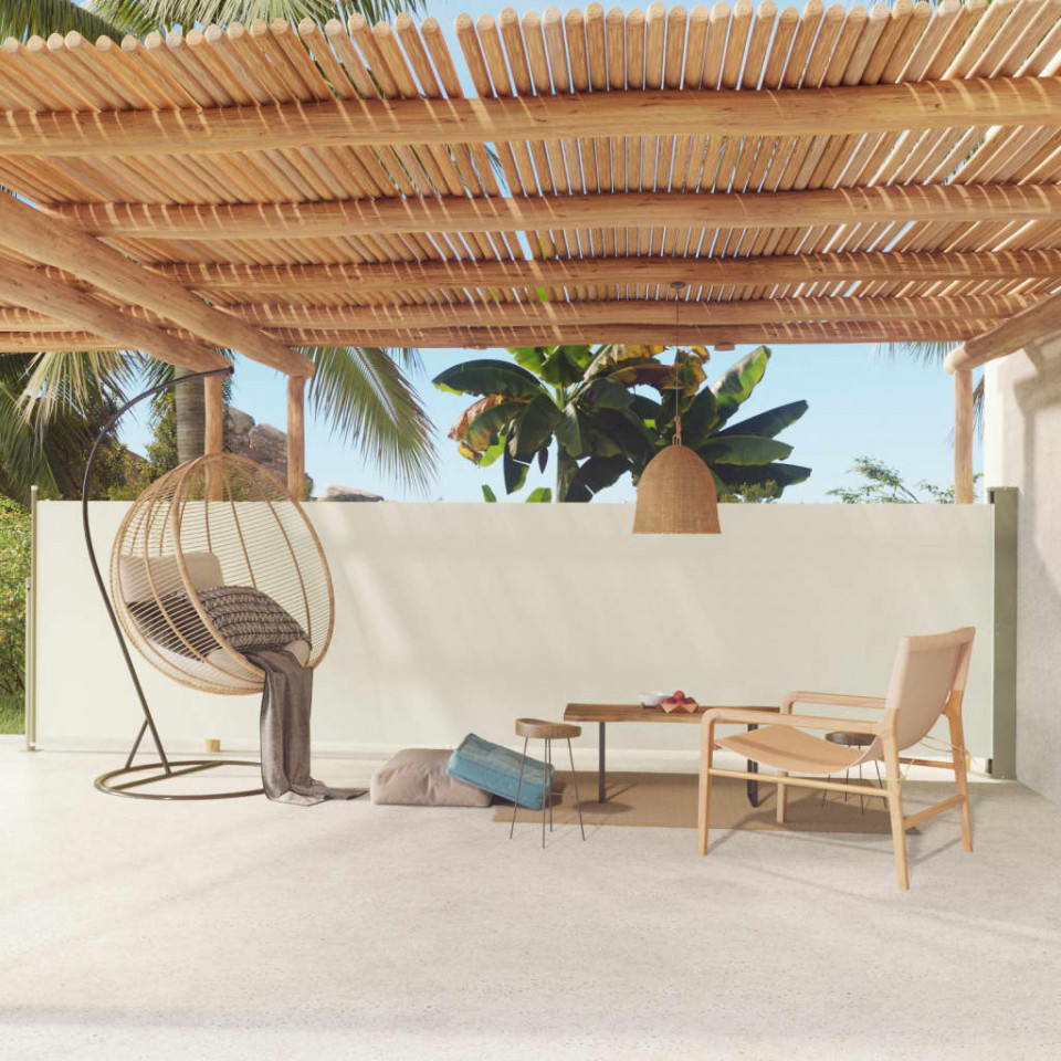 Copertină laterală retractabilă de terasă, crem, 140×600 cm 140x600
