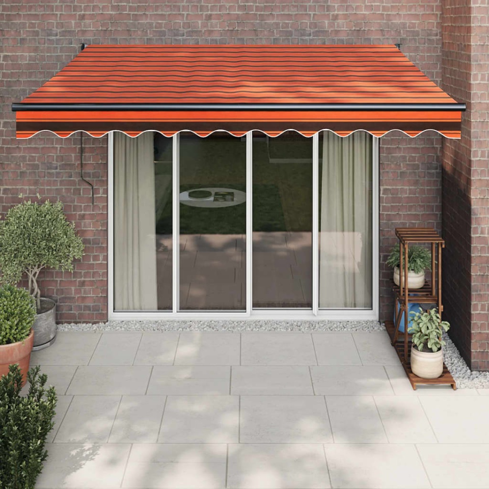 Copertină retractabilă automată, portocaliu și maro, 3,5x2,5 m