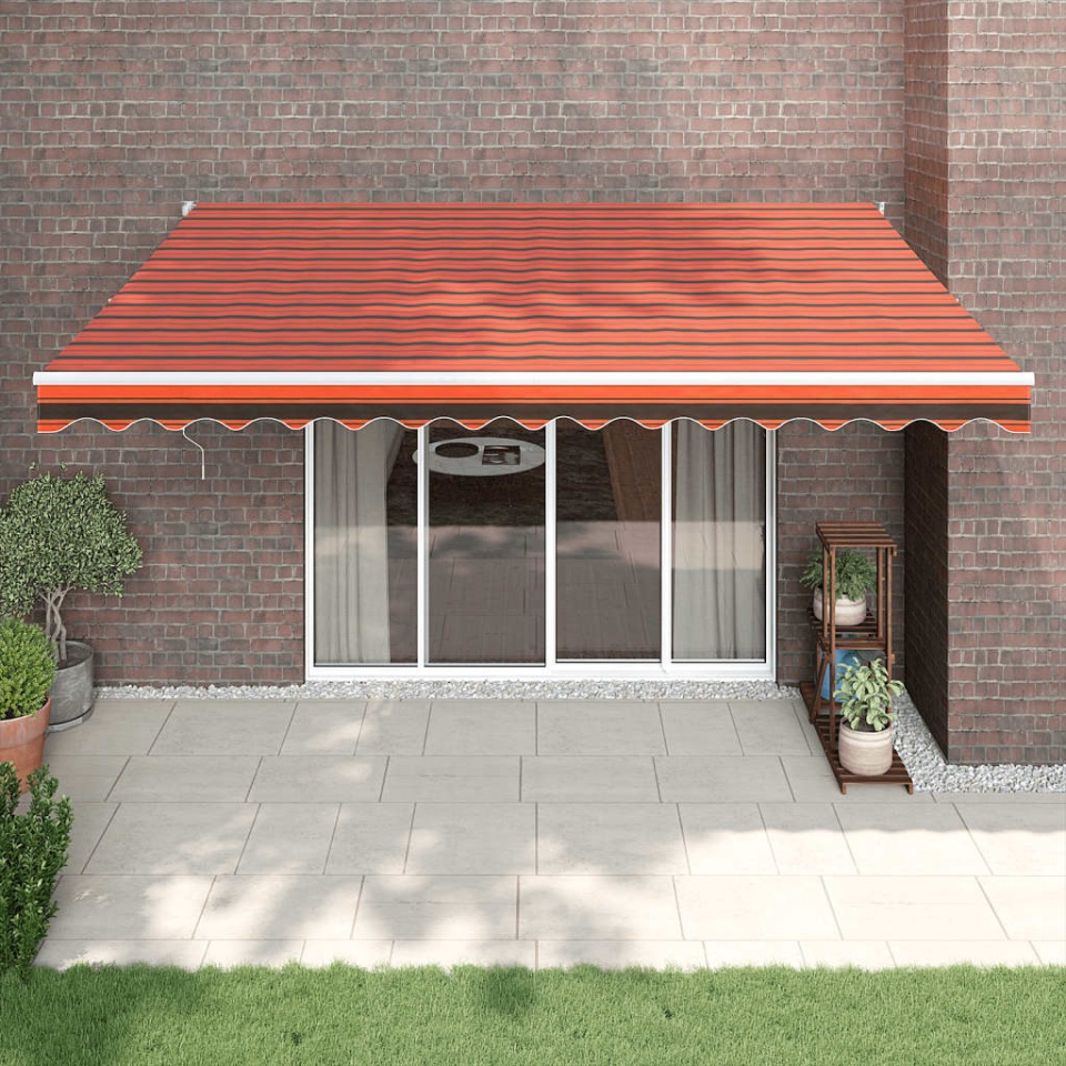 Copertină retractabilă portocaliu/maro 4,5x3 m, textil/aluminiu