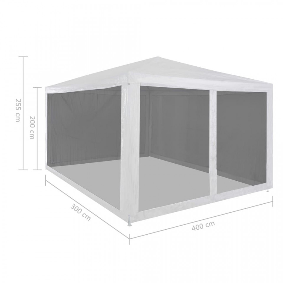 Cort de petrecere cu 4 pereți din plasă, 4 x 3 m