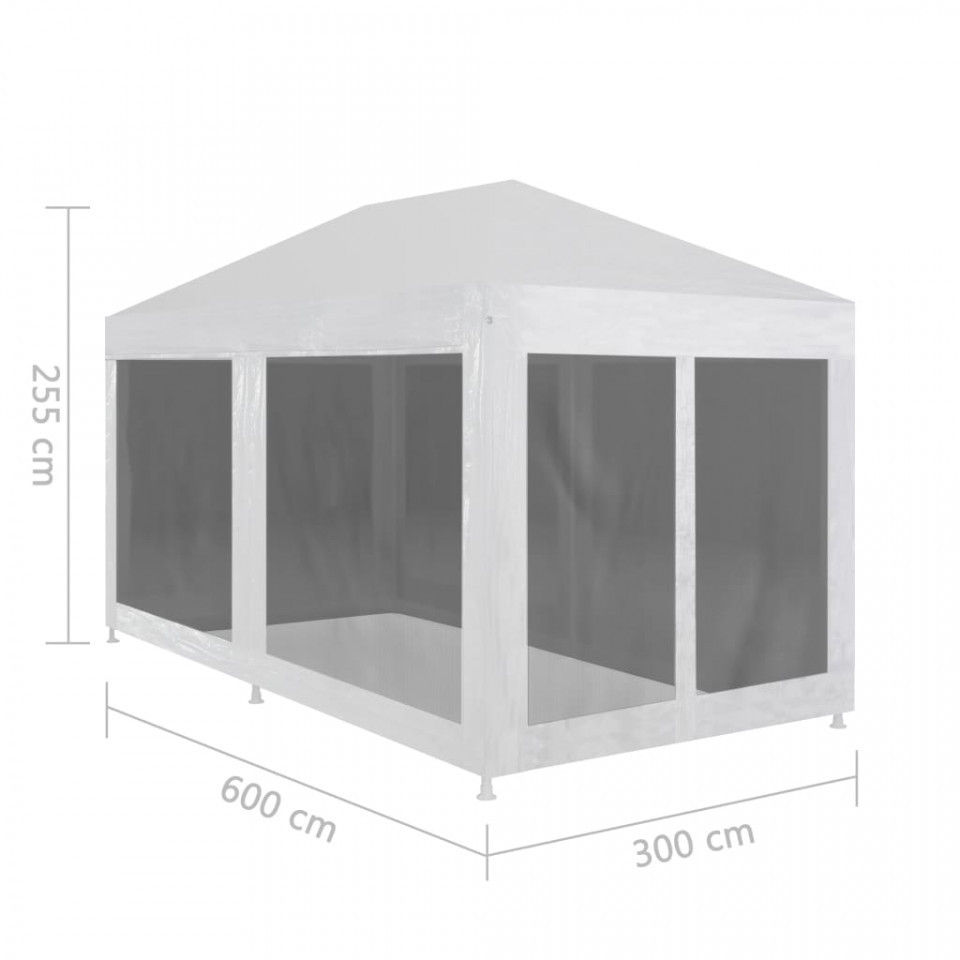 Cort de petrecere cu 6 pereți din plasă, 6 x 3 m