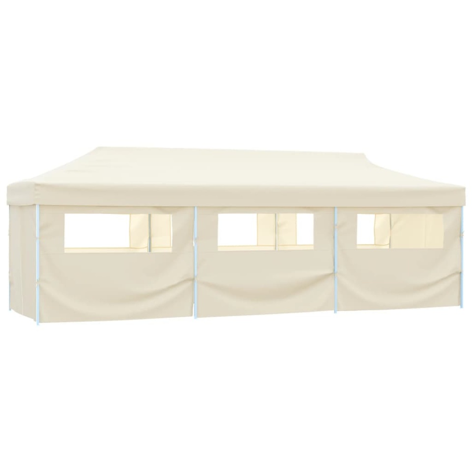Cort de petrecere pliabil cu 8 pereți laterali, crem, 3 x 9 m