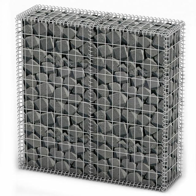 Coș gabion cu capace, sârmă galvanizată, 100 x 100 x 30 cm 100