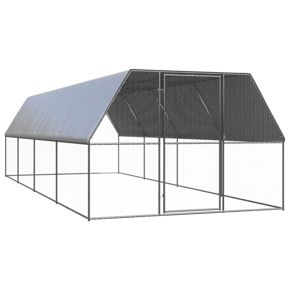 Coteț de păsări pentru exterior, 3x8x2 m, oțel galvanizat