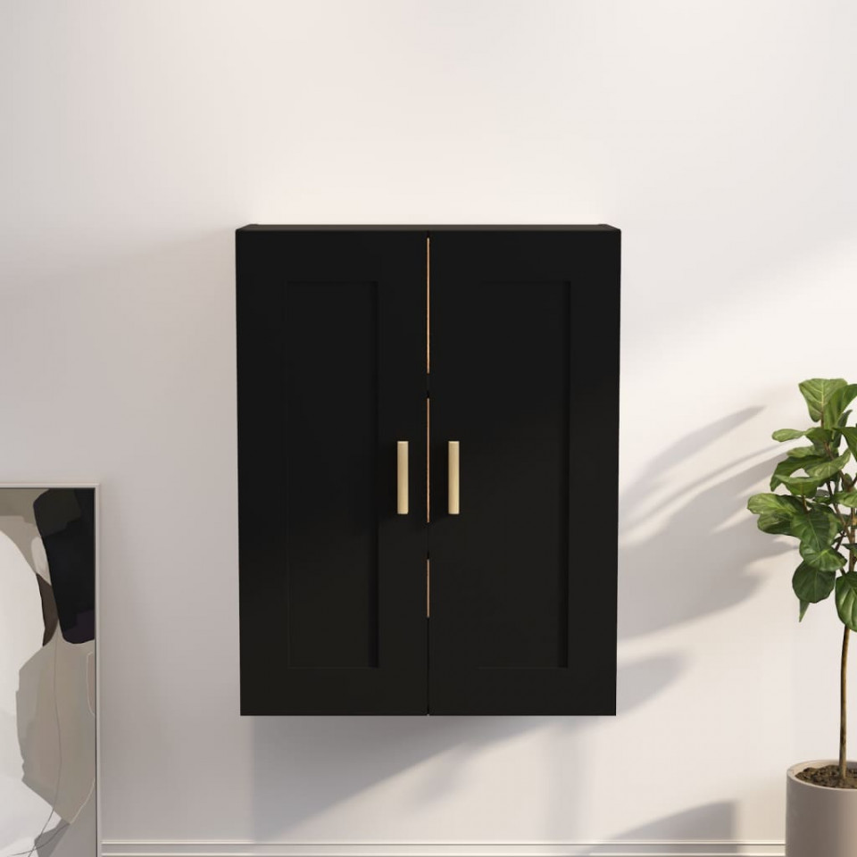 Dulap de perete, negru, 69,5x32,5x90 cm, lemn prelucrat