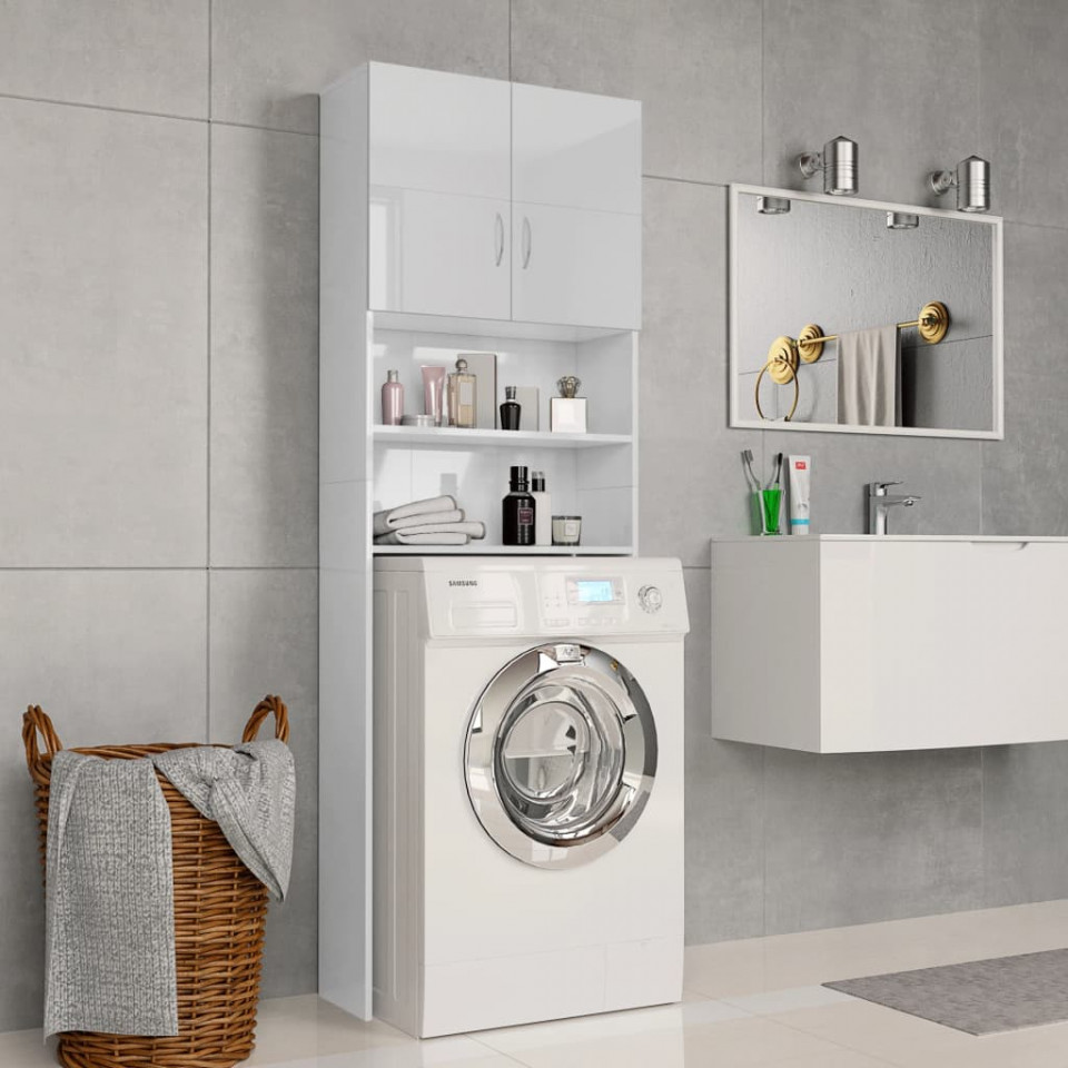 Dulap mașina de spălat, alb extralucios, 64×25,5×190 cm Casa Practica