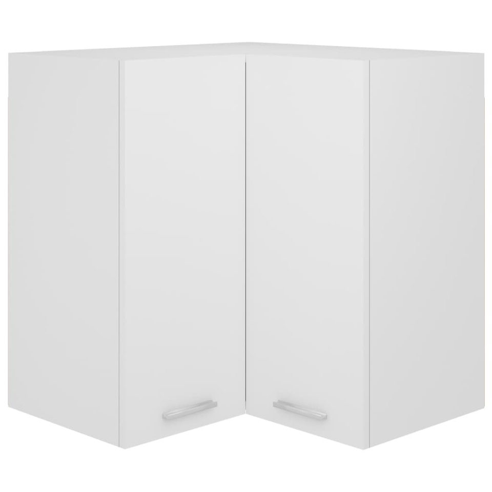 Dulap suspendat de colț, alb, 57 x 57 x 60 cm, lemn prelucrat