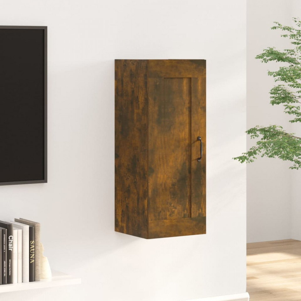Dulap suspendat, stejar fumuriu, 35x34x90 cm, lemn prelucrat