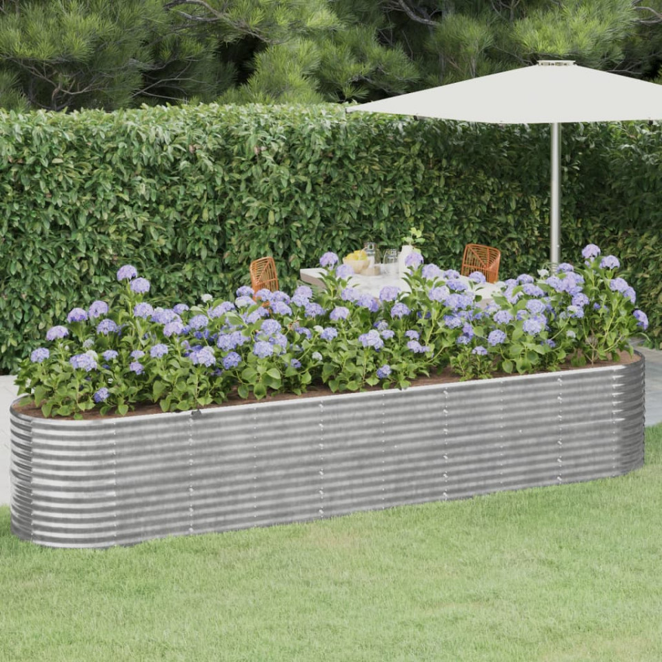 Jardinieră argintiu 368x80x68 cm oțel vopsit electrostatic
