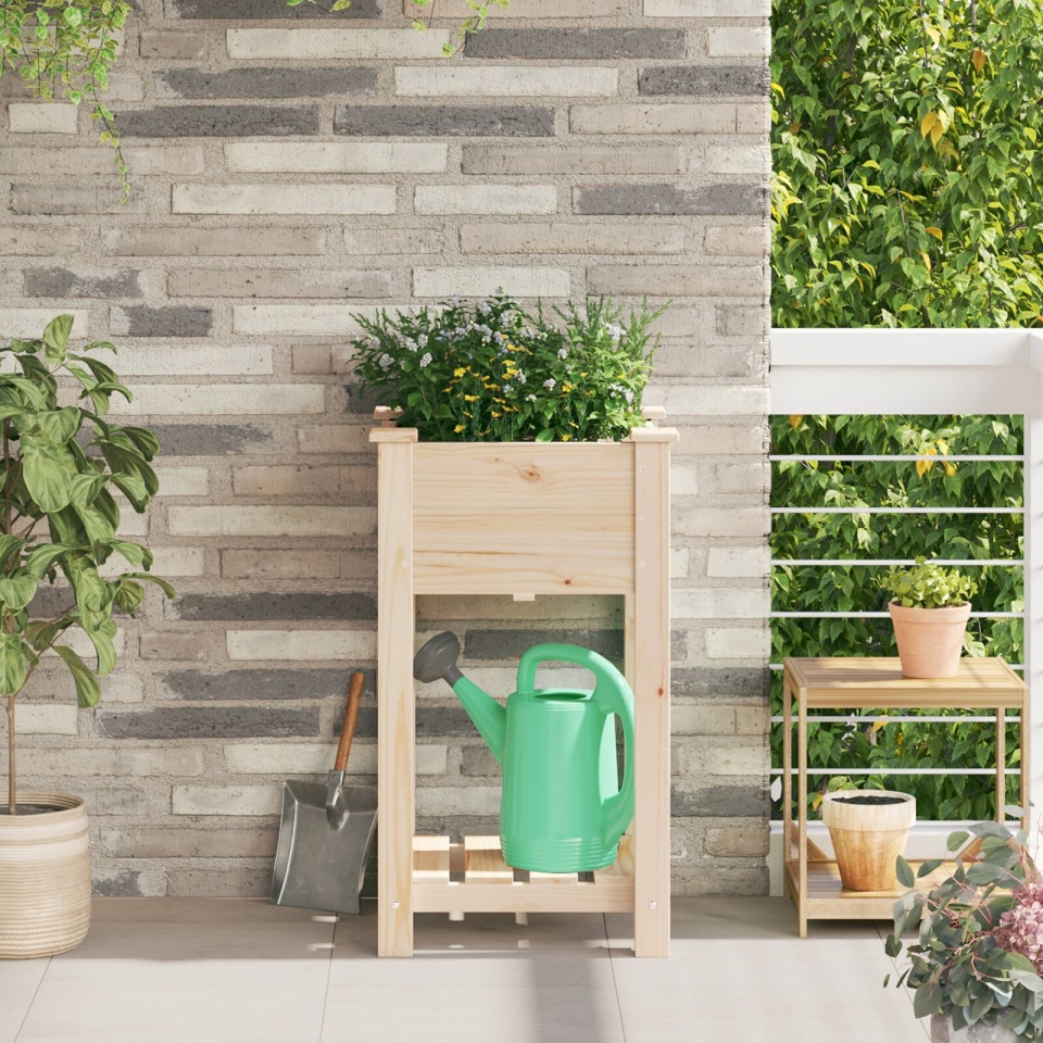 Jardinieră cu Raft 45x45x76 cm Lemn Masiv de Pin