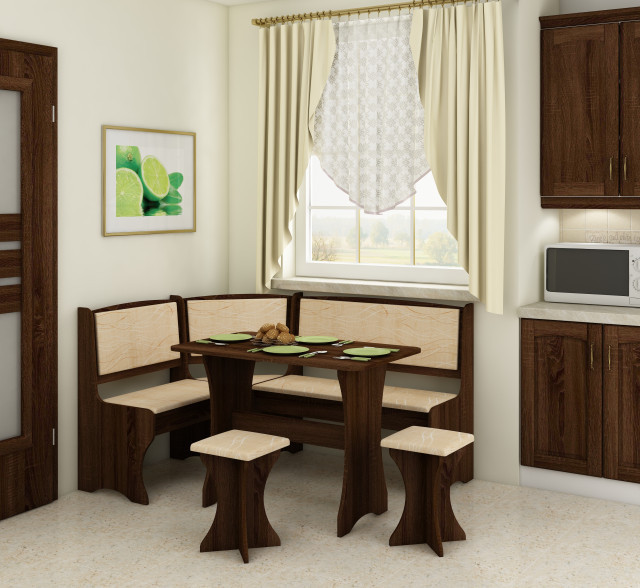 Kitchen Corner Set With Stools | Monaco/S.Dark