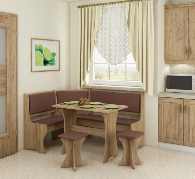 Kitchen Set With Stools | Eco Brown/Craft Gold casapractica.ro