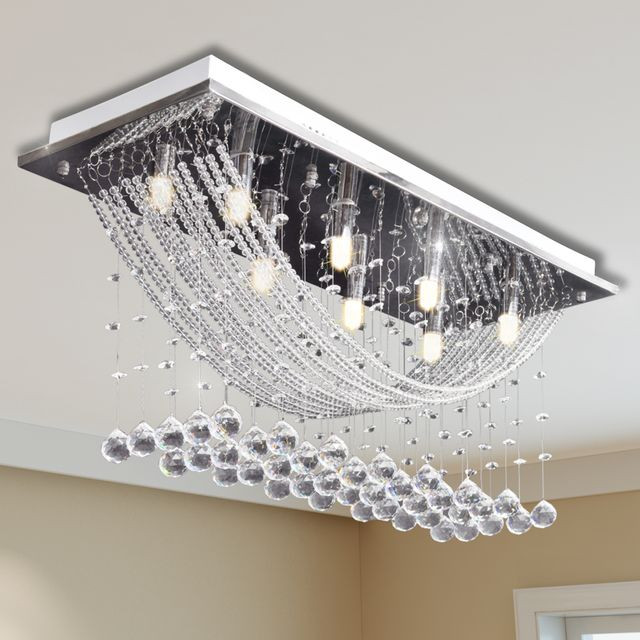 Lustră cu mărgele strălucitoare din sticlă, 8 x G9, 29 cm, alb Alb