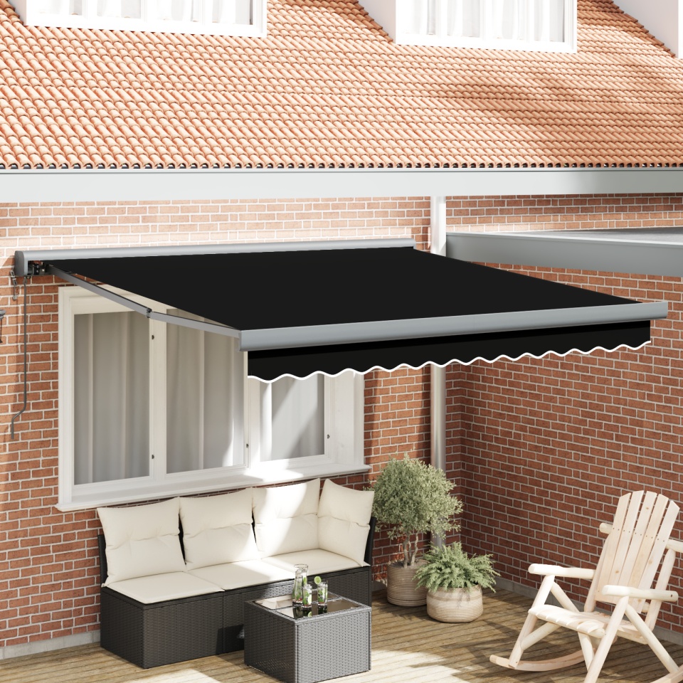 Marchiză retractabilă automată neagră 350x250 cm, Material de înlocuire pentru marchiză 3,5x2,5 m Cadru Negru