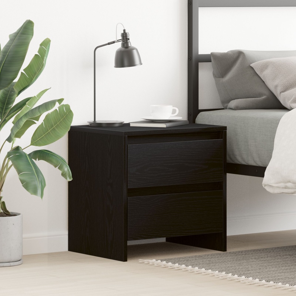 Noptieră Negru Stejar 45x34x44,5 cm Lemn Compus