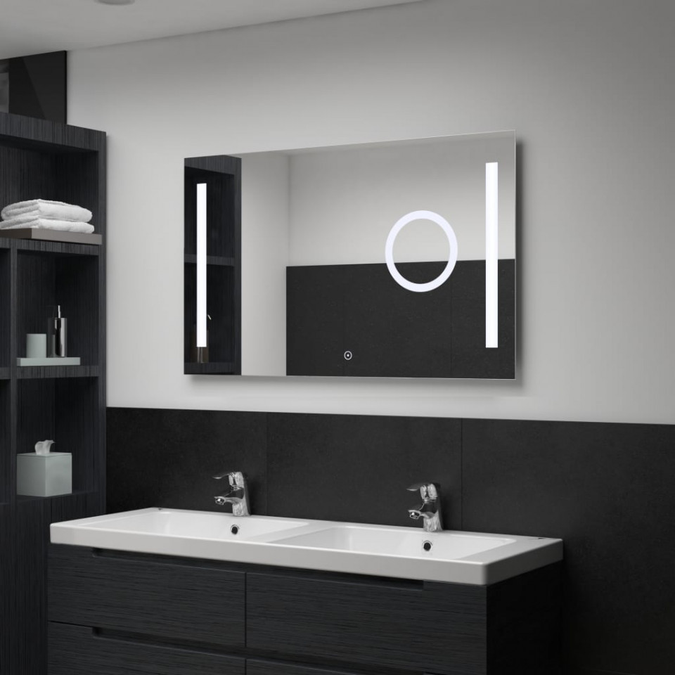Oglindă cu LED de perete de baie cu senzor tactil, 100 x 60 cm Casa Practica