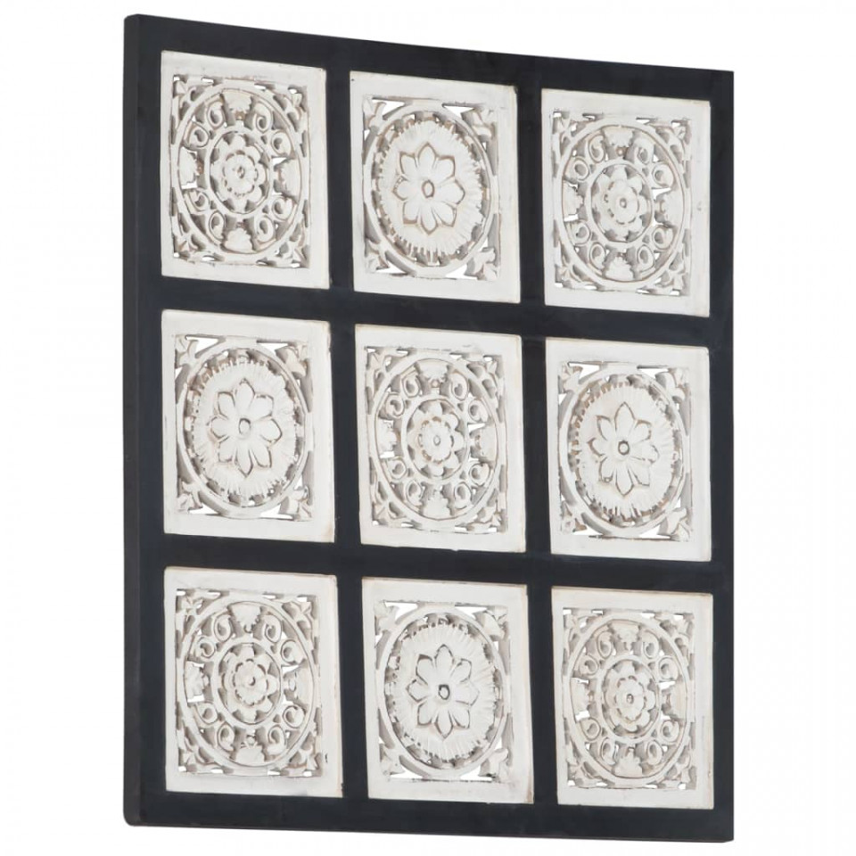 Panouri de perete sculptate manual, negru/alb, 60x60x1,5 cm MDF 60x60x15