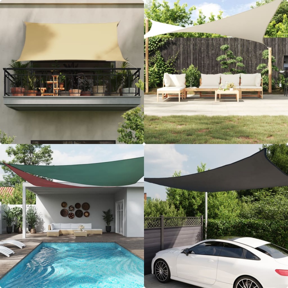 Pânză parasolar gri taupe 4x6 m țesătură oxford dreptunghiular