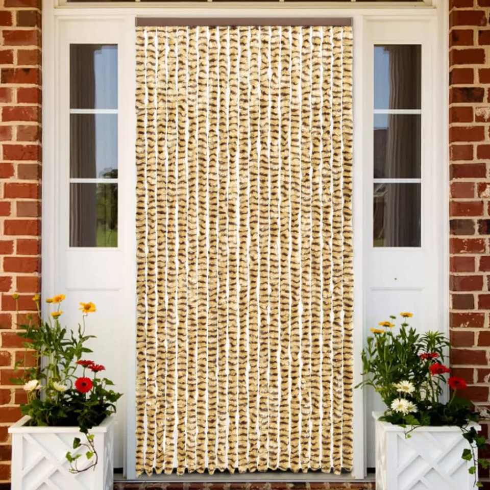 Perdea pentru insecte, bej și maro, 90 x 220 cm, chenille