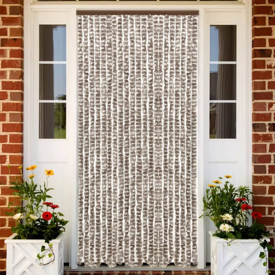Perdea pentru insecte, gri taupe și alb, 100x230 cm, chenille