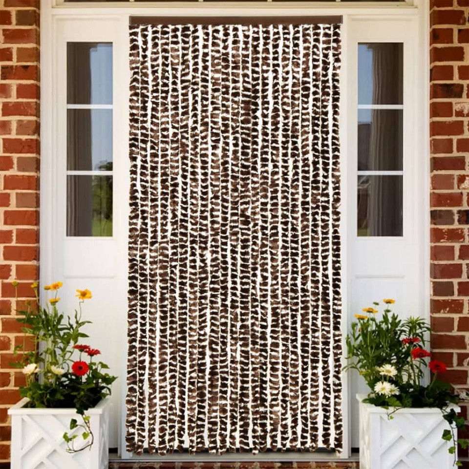 Perdea pentru insecte, maro și alb, 100x200 cm, chenille