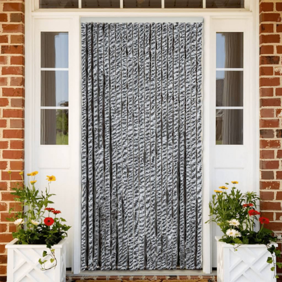 Perdele pentru insecte, gri și alb-negru, 100x220 cm, chenille