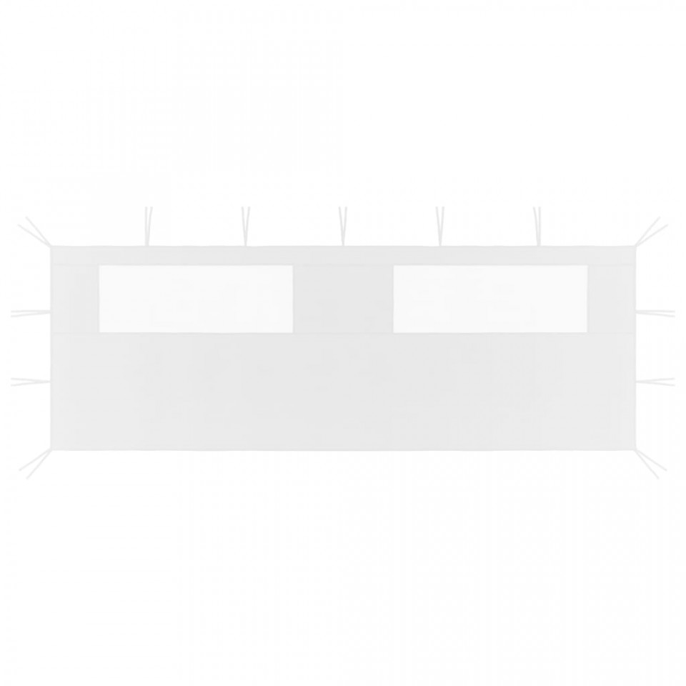 Perete lateral foișor cu ferestre, 6x2 m, alb